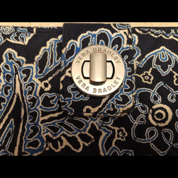 Vera Bradley Black and Blue Paisley Wallet - Picture 3 of 6